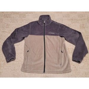 Columbia Long Sleeve Full Zip Fleece Jacket Gray Brown Mens Size Small S